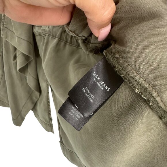 Max Jeans Olive Green Sleeveless Vest Waterfall Collar Adjustable Waist Womens M - Picture 3 of 12